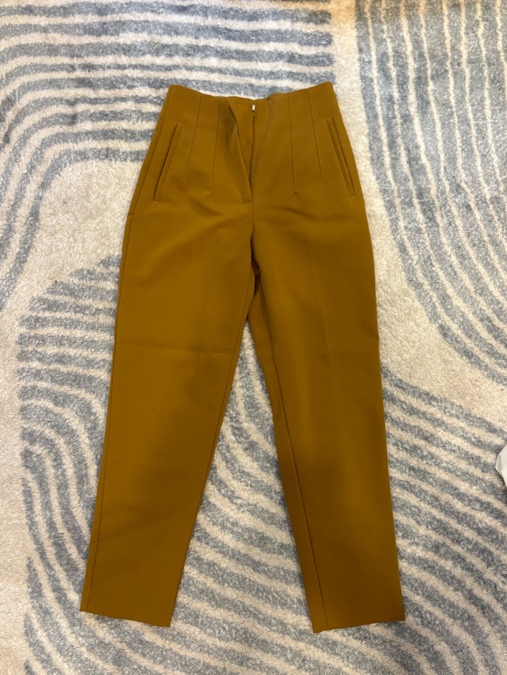 Zara High-Waist Pleated Trousers in Mustard Yellow